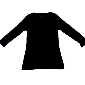 CASLON Medium Black 3/4 sleeve all cotton top EUC
